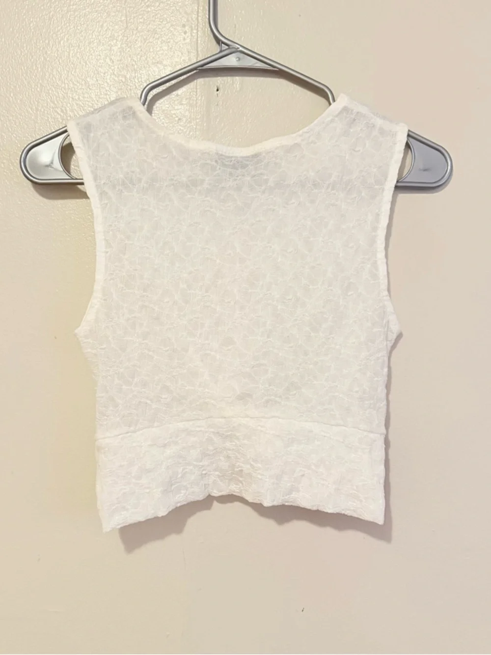 Topshop White Lace Twist-Front Crop Top - Picture 2 of 3